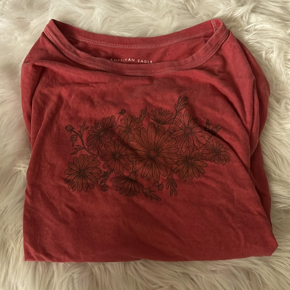 Red floral shirt